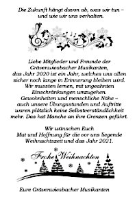Weihnachtsgruß Grävenwiesbacher Musikanten